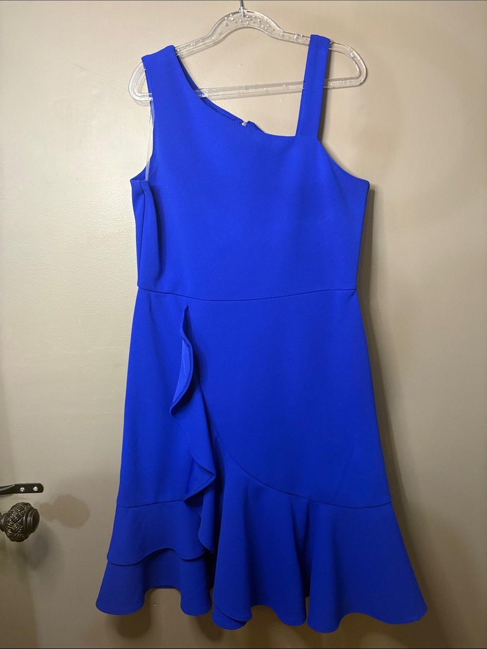 Rare Editions Electric Blue One-Shoulder Ruffle Dress for Girls